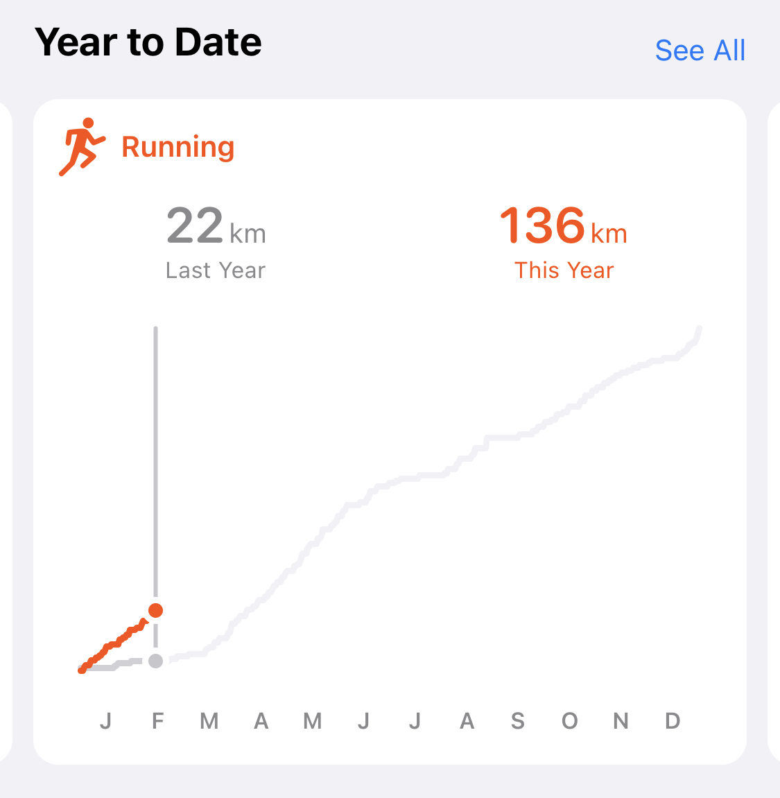HealthFit screenshot Year To Date Running