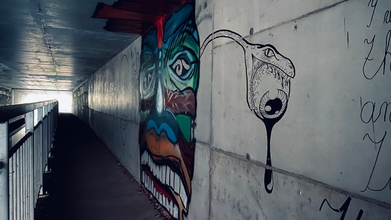 Graffiti art under bridge